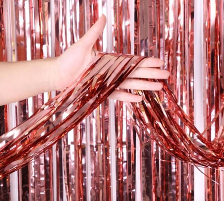 Ticaret Rose Gold Püsküllü Kapı Perdesi - Parti, Bekarlığa Veda, Doğum Günü 1x2 m Najmaddin