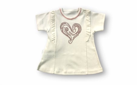 Baby 3-6 6-9 9-12 12-18 Ay Kalp Baskılı Uzun Kollu Sweatli 2li Kız Bebek Takımı Ekru Najmaddin