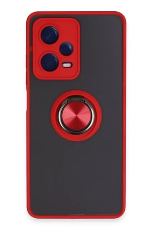Poco X5 Pro 5G Kılıf Montreal Yüzüklü Silikon Kapak - Kırmızı Najmaddin