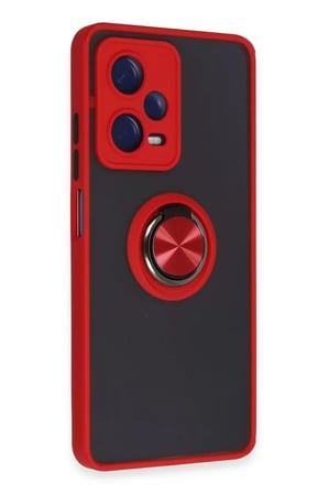 Poco X5 Pro 5G Kılıf Montreal Yüzüklü Silikon Kapak - Kırmızı Najmaddin