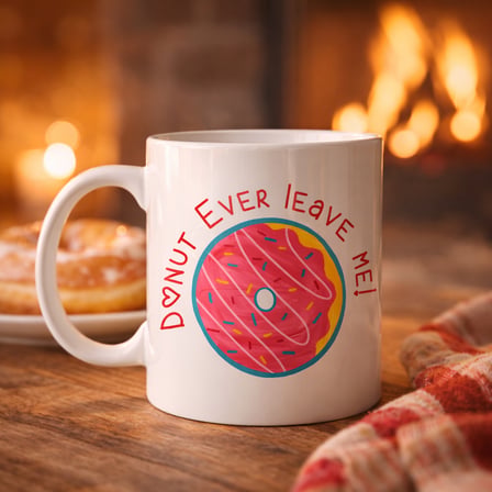 Bez Donut Ever Leave Me Yazılı Sevimli Tasarım Porselen Kupa Model 22 Najmaddin