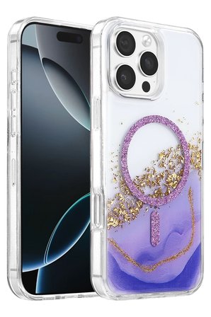 Mey Mey İthalat   iPhone 16 Pro Max Lotus Simli Magsafe Kapak - Mor Najmaddin