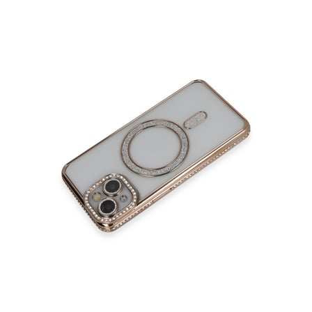 Bez iPhone 13 Kılıf Joke Simli Magneticsafe Kılıf - Gold Najmaddin