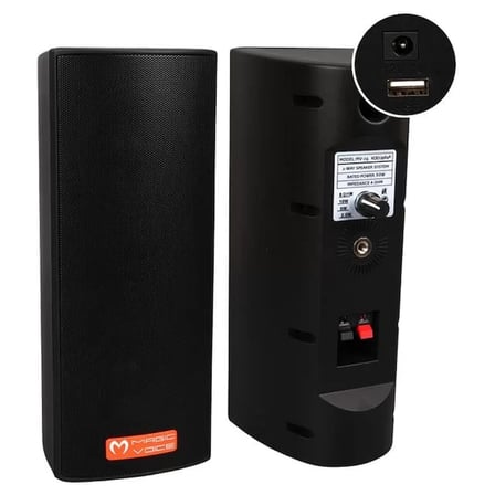 Sh Magicvoice Mv-26 2x7.5 Cm 50 Watt Komütatörlü Hat Trafolu Siyah Sütun Hoparlör (2'li Takım) Najmaddin