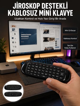 Karg Kablosuz Hava Fareli Mini Klavye Jiroskop Destekli Uzaktan Kumanda Yeni Nesil Najmaddin
