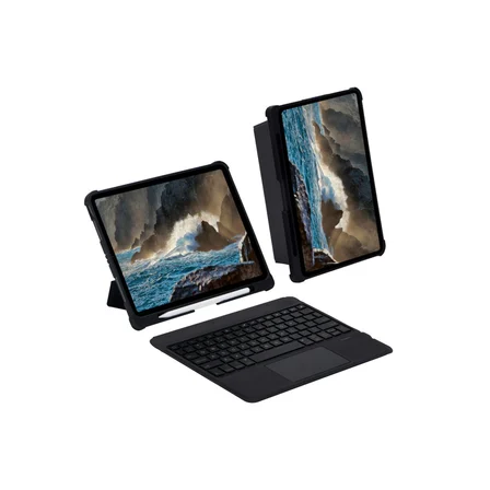 Bez T5209D iPad Pro 12.9 (2021) Kılıf İnter Ledli Klavyeli Tablet Kılıfı - Siyah Najmaddin