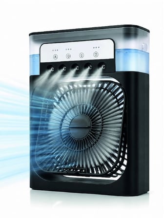 Mey Mey İthalat Masaüstü Püskürtmeli Serinletici Fan 5 Sisleme, 3 Fan Hızı, 7 Renk Ambiyans Işığı Najmaddin