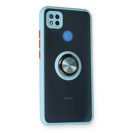 Bez Redmi 9C Kılıf Montreal Yüzüklü Silikon Kapak - Buz Mavi Najmaddin