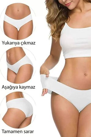 Beru 2 Adet Kadın Dikişsiz Lazer Kesim Esnek İz Yapmayan Külot Beyaz Najmaddin