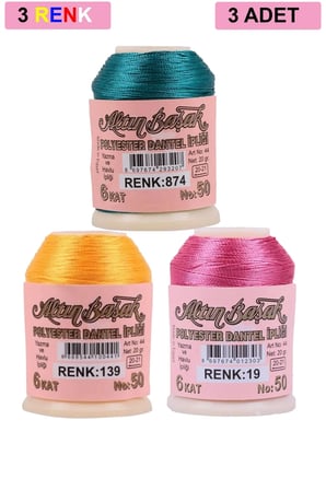 Tedar 3 Adet Altınbaşak Oya ve Dantel İpi 20 gr - Royaleks - No: 139 - 019 - 874 Najmaddin