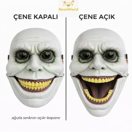 Ticaret Hareketli Çene Mekanizmalı Korku Maskesi Yeşil Najmaddin