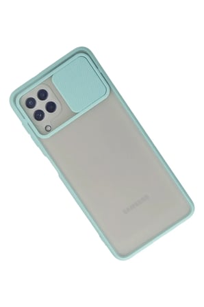 Mark Newface Samsung Galaxy A22 Kılıf Palm Buzlu Kamera Sürgülü Silikon - Turkuaz Najmaddin