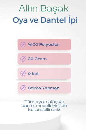 Tedar 3 Adet Altınbaşak Oya ve Dantel İpi 20 gr - Royaleks - No: 021 Najmaddin