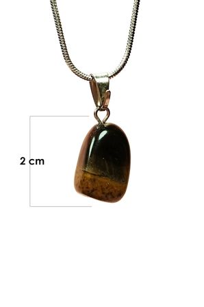 Tedar Kaplan Gözü Doğal Taşı Zincirli El Yapımı Kolye Uç: 2 cm Zincir: 20 cm Kutulu Najmaddin