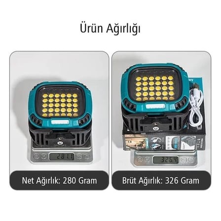 Sh Powermaster Mx-w893 4000k - 7000k - Kırmızı 30 Cob Ledli 30 Watt Çok Fonksiyonlu Çalışma Lambası (powerbank) Najmaddin