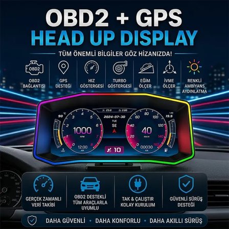 Hepsi Ally P4 OBD2 + GPS Head Up Display HUD Dijital Hız Göstergesi-(5775) Najmaddin