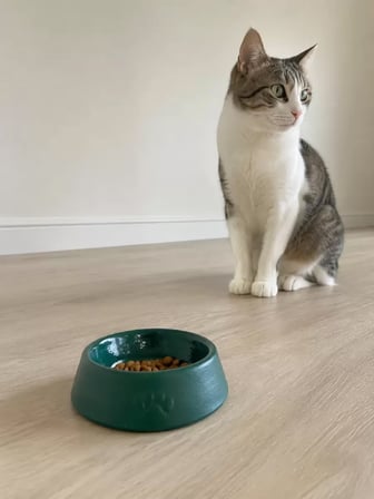 Sh Pati Desen Model Beton Kedi Köpek Mama Ve Su Kabı 13 Cm Çap X 4 Cm - Yeşil Najmaddin