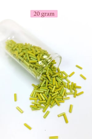 Tedar Uzun Boru Kesme Boncuk Çap 2mm Uzunluk 10 mm - 20 Gram - Yeşil - BNC243 Najmaddin