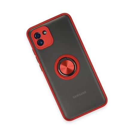 Bez Galaxy A03 Kılıf Montreal Yüzüklü Silikon Kapak - Kırmızı Najmaddin