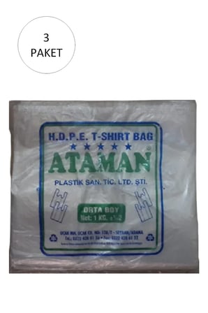 Tedar Kalın Şeffaf Atlet Poşet Orta Boy 27x47 Cm 1 Kg (3 Paket-Takriben 435 Adet) Najmaddin