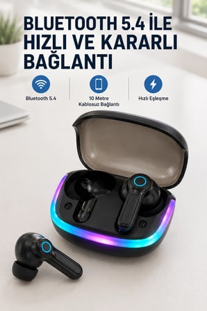 Mey Mey İthalat WS Bluetooth Kulaklık Quad ENC HD Voice 500mAh Şarj Kutulu Kablosuz Kulaklık Najmaddin