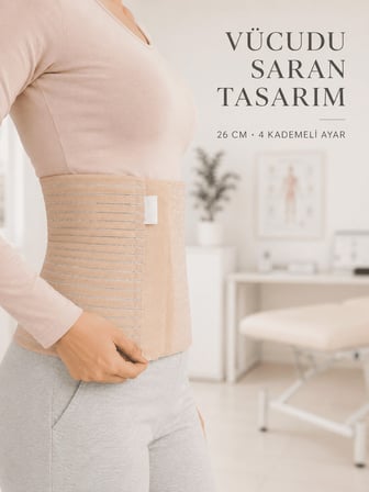 Çe Doğum Sonrası Abdominal Korse 26 Cm 4 Kademe Ayarlı Karın Toparlayıcı Korse Najmaddin
