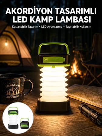 Hepsi Katlanabilir Kamp Lambası Akordiyon Lamba Şarjlı 3 Kademeli Solar Yeni Nesil Najmaddin