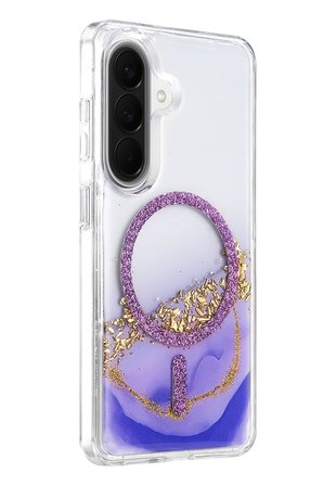 Mey Mey İthalat  Samsung Galaxy A57 5G Lotus Simli Magsafe Kapak - Mor Najmaddin