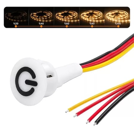 Sh Powermaster Pm-30802 3v Dc 10mm Gömme Dokunmatik Led Dimmer Kontrolcüsü Switch Buton Beyaz Najmaddin