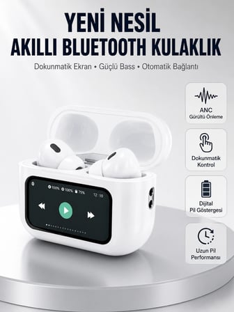 Karg Dokunmatik Ekranlı Bluetooth Kulaklık Anc Gürültü Önleme Suya Dayanıklı Yeni Nesil Najmaddin