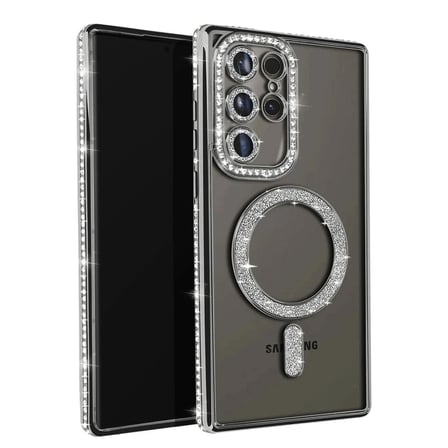 Mey Mey İthalat  Samsung Galaxy S23 Ultra Joke Simli Magneticsafe Kılıf - Siyah Najmaddin