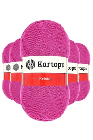Tedar 5 Adet Kristal Çift Katlı El Örgü Lif İpi Fuşya K440 kartopu mudanis Najmaddin