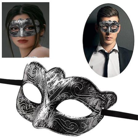 Emin Maskeli Balo Antik Gri Gümüş Eskitilmiş Maske Balo Venedik Najmaddin