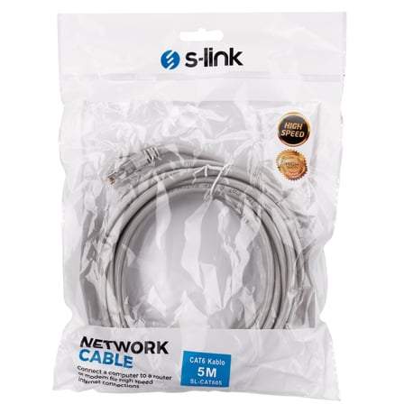 Hepsi S-LINK SL-CAT605 CAT6 Patch 5Mt Kablo (Gri)(1923) Najmaddin