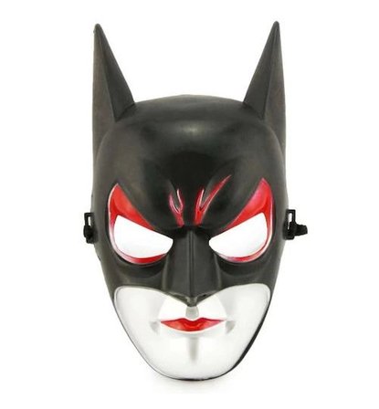 Tedar Kırmızı Gözlü Siyah Batman Maske - Lastikli Batgirl Maskesi 28x17 Cm Najmaddin