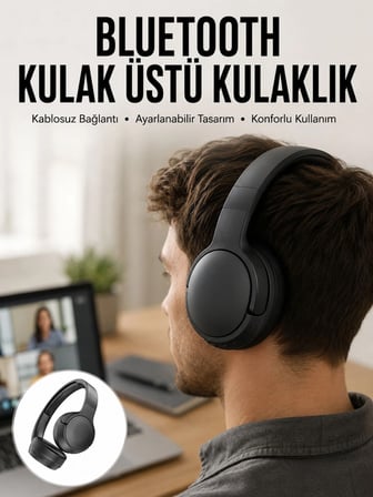 Karg Kablosuz Bluetooth Kulaklık Kulak Üstü Ayarlanabilir Uzun Ömürlü Yeni Nesil Najmaddin