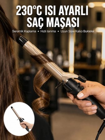 Mey Mey İthalat 230 Derece Isı Ayarlı Seramik Saç Maşası 25 mm Yeni Nesil Najmaddin