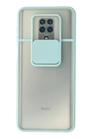 Sh Newface Xiaomi Redmi Note 9 Pro Kılıf Palm Buzlu Kamera Sürgülü Silikon - Turkuaz Najmaddin