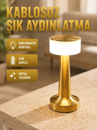 Karg Modern Usb'li Kablosuz Masa Lambası – Minimalist Tasarım, 3 Farklı Parlaklık Yeni Nesil Najmaddin