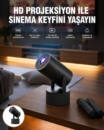 Hepsi Akıllı Projeksiyon Cihazı Karaoke Mikrofonlu 1080P Android Yeni Nesil Najmaddin