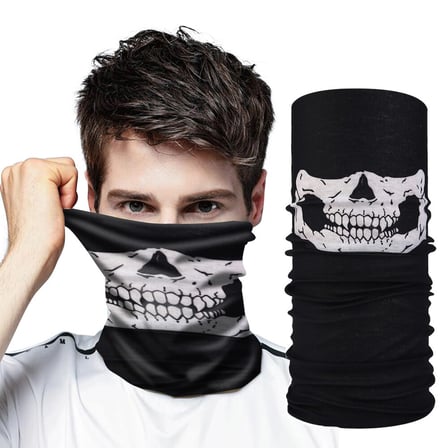 Ticaret  Siyah Renk Dikişsiz Çok Fonksiyonlu Çene Kafatası Yüz Maskesi Baf Buff Bandana Boyunluk Bileklik Najmaddin