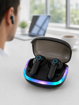 Mey Mey İthalat ENC Mikrofonlu Bluetooth 5.4 Kablosuz Kulaklık 40ms Düşük Gecikmeli TWS Kulaklık Najmaddin