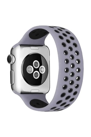 Sh Newface Apple Watch 38mm Ayarlı Delikli Silikon Kordon - Gri-siyah Najmaddin