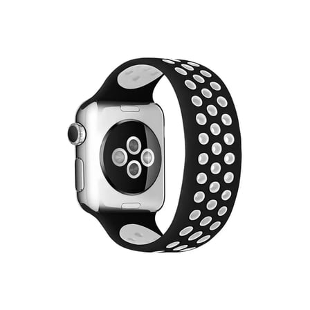 Mark Newface Apple Watch 38mm Ayarlı Delikli Silikon Kordon - Siyah-Beyaz Najmaddin