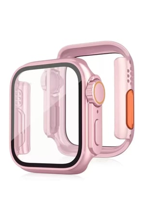 Mark Newface Apple Watch 44mm Watch 49mm Kasa Dönüştürücü ve Ekran Koruyucu - Rose Gold Najmaddin