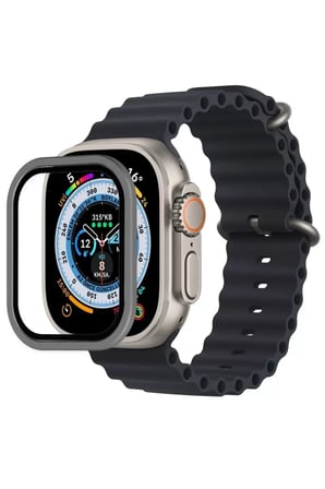 Sh Newface Apple Watch Ultra 49mm Alüminyum Kasa Cam Ekran Koruyucu - Gri Najmaddin