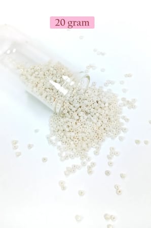 Tedar Dökme Cam Kum Boncuk (11/0) 2 mm - 20 Gram -  Parlak Beyaz - BNC030 Najmaddin