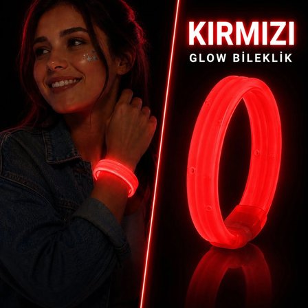 YN Kırmızı Kalın Glow Bileklik – Kırılarak Yanan Parti Ve Festival Bilekliği Najmaddin