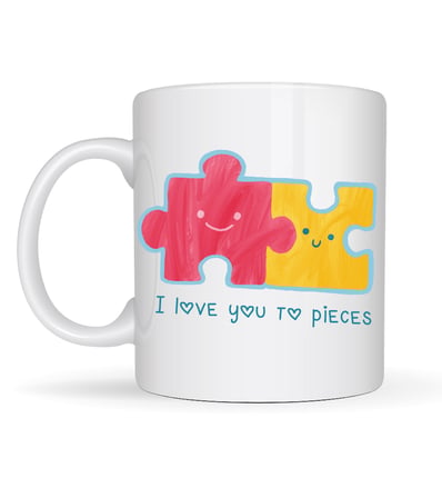 Bez I Love You To Pieces Baskılı Porselen Kupa Model 14 - Sevgiliye Arkadaşa Özel Tasarım Kahve Kupası - Hediye Kupası Najmaddin
