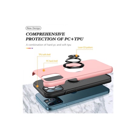 Bez iPhone 12 Pro Kılıf Elit Yüzüklü Kapak - Pembe Najmaddin